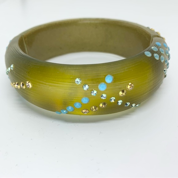 Alexis Bittar Green Blue Gold Gem Bangle ! - Picture 1 of 7